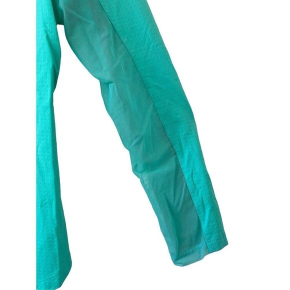 Ibkul Knit Mesh Panel Mock Neck Long Sleeve Quarter Zip Top Green Women's Small - Picture 2 of 5